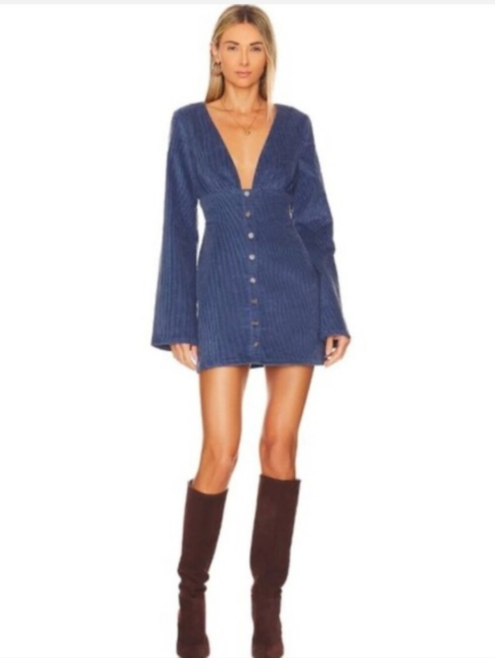 House Of Harlow 1960 Blue Corduroy Dress Size XS